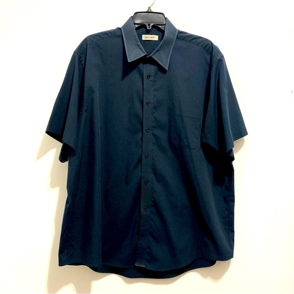 Pierre Cardin Men’s Button Down Black Short Sleeve Shirt - Picture 1 of 8